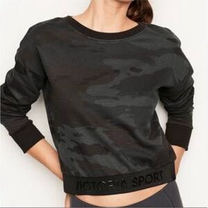 Victoria Secret Sport Black camo cropped sweatshirt size XL NWT new athletic
